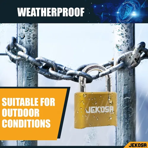 Miniatura 4 de JKC/50 [Weatherpoof] Cerradura de combinación resistente al aire libre - Cerradura con código de 4 dígitos [sin llave] - Ideal para puerta, Dorado
