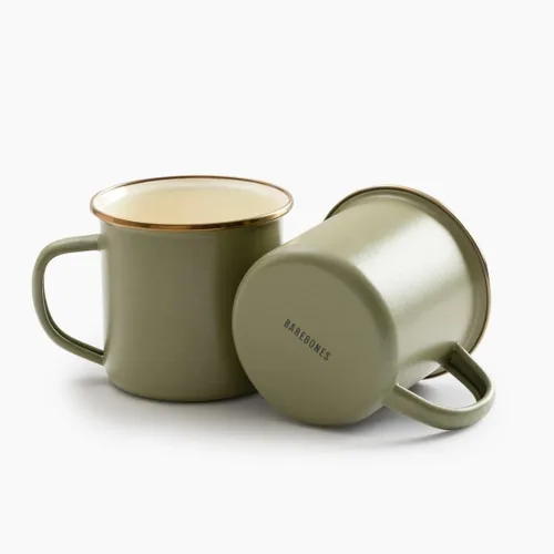 Miniatura 36 de Barebones Juego de 2 tazas de café esmaltadas de 16 onzas, taza de campamento con borde de acero inoxidable