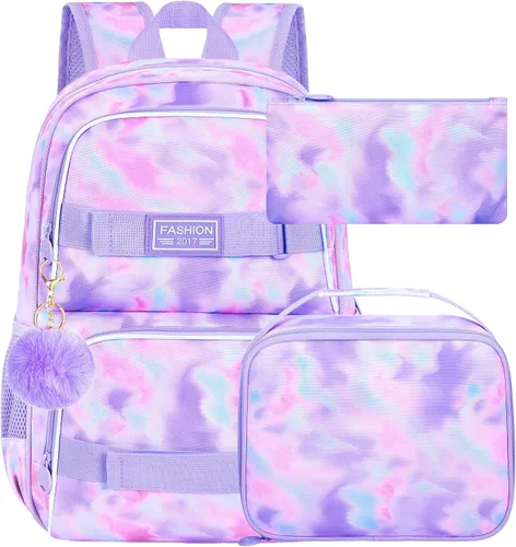 Miniatura 57 de Mochila para laptop, 16 pulgadas, bolsa escolar y bolsa de almuerzo, mochilas resistentes al agua para adolescentes, niñas, mujeres, estudiantes