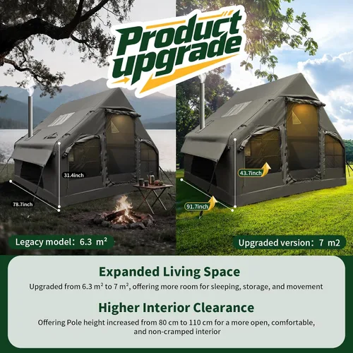 Miniatura 4 de Tienda de campaña inflable de lujo grande, resistente al viento y a la lluvia, interior de 12 ㎡, refugio para 2 a 10 personas, configuración rápida