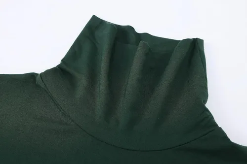 Miniatura 5 de OThread & Co. Camiseta de cuello alto de media manga para mujer, capa elástica básica, cómoda, cuello alto