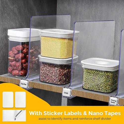 Miniatura 4 de JOY DECOR Paquete de 6 Divisores de Estantes Acrílicos Transparentes para Organizador y Almacenamiento de Armarios, Separadores de Estantes