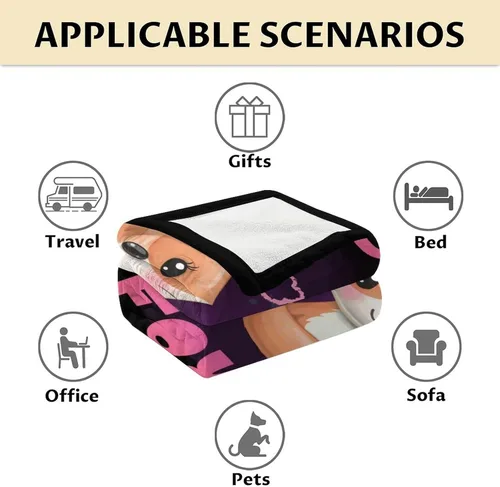 Miniatura 6 de Manta de zorro para niñas, suave, mullida y acogedora, manta de regazo de 30 x 40 pulgadas para sofá, oficina, lindas mantas cálidas, regalos
