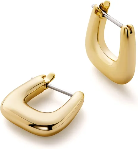 Miniatura 96 de Aretes de aro gruesos de oro para mujer, chapados en oro de 14 quilates, aretes de aro triple, hipoalergénicos, a la moda, aretes de aro gruesos