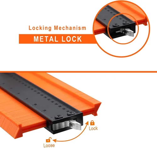 Miniatura 3 de Feeke - Medidor de contorno, duplicador ajustable con cerradura, copia con precisión de forma irregular, trazado de soldadura irregular