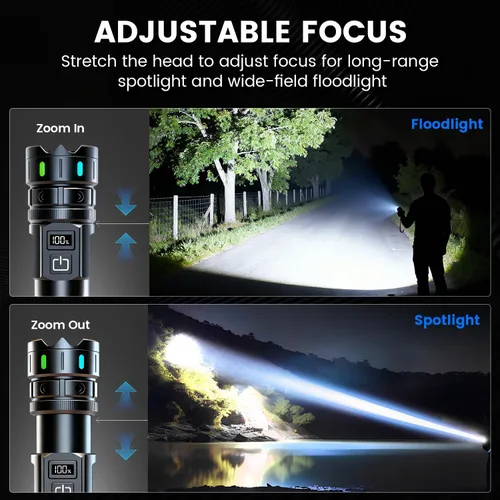 Miniatura 3 de VASTFIRE Linternas recargables de alto lumen, linterna LED súper brillante de 30 W con pantalla LCD, haz de 3937 pies y 12 horas de larga duración