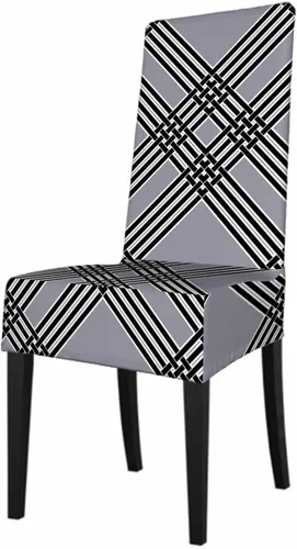 Miniatura 13 de 1 paquete de 1 funda para silla de comedor, pintura de arte abstracto, color amarillo y gris, patrón de pinceladas contemporáneas, de poliéster