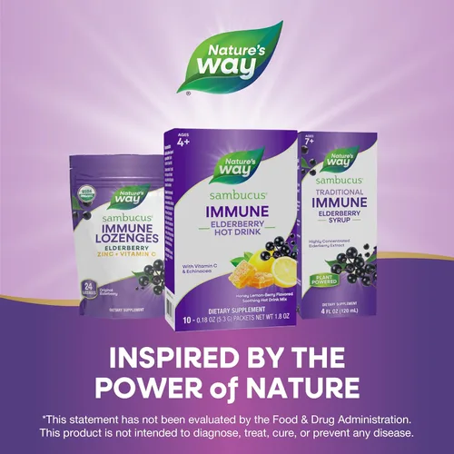 Miniatura 7 de Nature's Way Sambucus - Mezcla de bebida caliente de saúco con vitamina C y equinácea, apoyo inmunológico*, sabor a miel y bayas de limón, 10