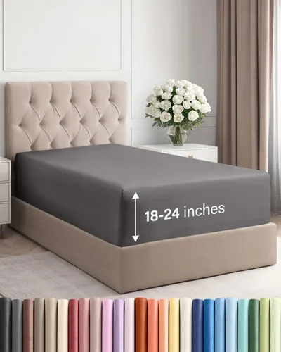 Miniatura 105 de Sábana bajera ajustable extra profunda tamaño completo – Sábana bajera individual de lujo para hotel únicamente – Se adapta fácilmente a colchones