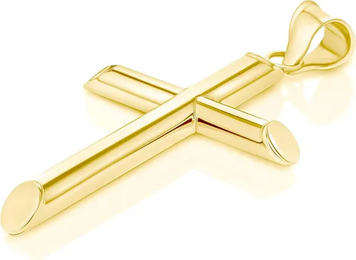 Miniatura 3 de Ioka Colgante de cruz clásico de oro real de 14 quilates para collar o cadena, Metal, No es una piedra preciosa