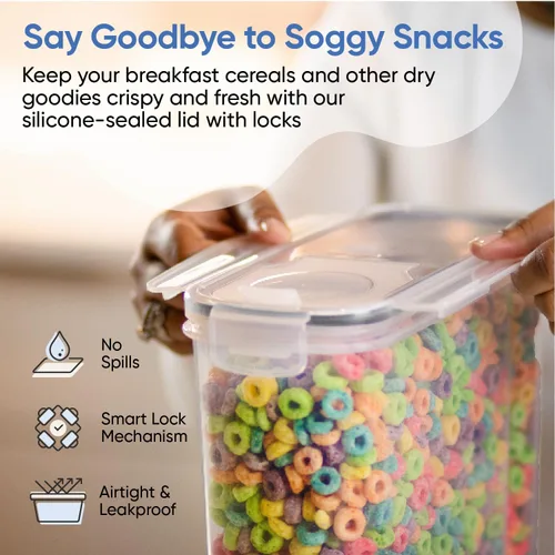 Miniatura 3 de Chef's Path Contenedores herméticos para almacenamiento de alimentos, juego de 2 (6 litros) para cocina y despensa, sin BPA para arroz, cereales