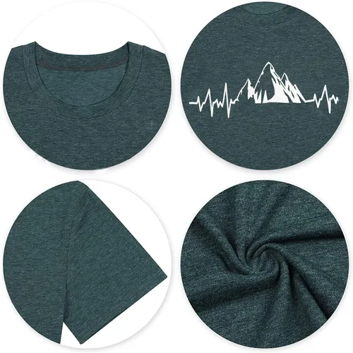Miniatura 6 de Camiseta de manga corta con estampado de corazón para mujer, camiseta con estampado de corazón y estampado de corazón