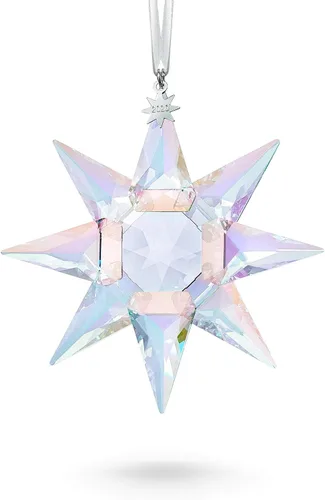 Miniatura 6 de SWAROVSKI Adorno de Navidad, grabado de 125 aniversario, edición anual de 2020, juego de tarro de cristal y estrella
