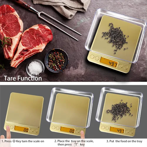Miniatura 5 de Fuzion Báscula digital de cocina, báscula de precisión de 105.82 oz/0.00 oz con 2 bandejas, pequeña báscula digital de gramos y onzas, escala