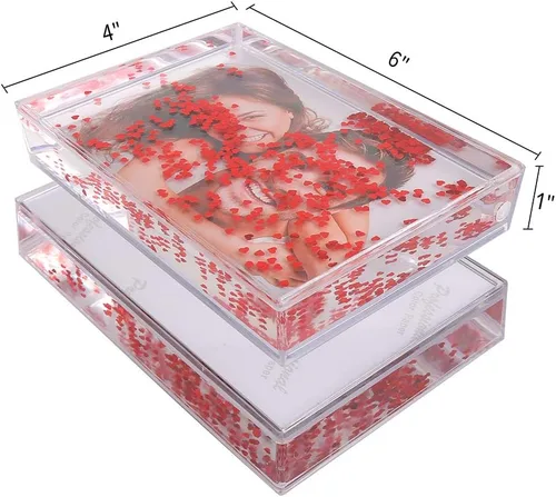 Miniatura 2 de Marco de fotos con purpurina líquida para mejores amigos, acrílico, flotante, agua, globo de nieve, marco de fotos, lindo regalo personalizado