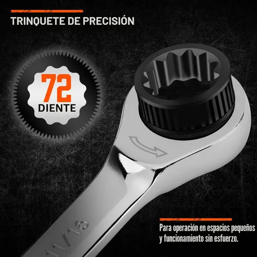 Miniatura 2 de HORUSDY Juego de llaves de trinquete de 24 piezas, métricas y SAE, juego de llaves combinadas de trinquete con organizador, 72 dientes, acero al