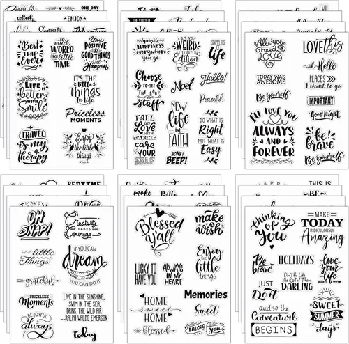Laumoi 546 unidades de 24 hojas de calcomanías vintage para álbum de recortes, palabras inspiradoras, frases bonitas, impermeables, estéticas para