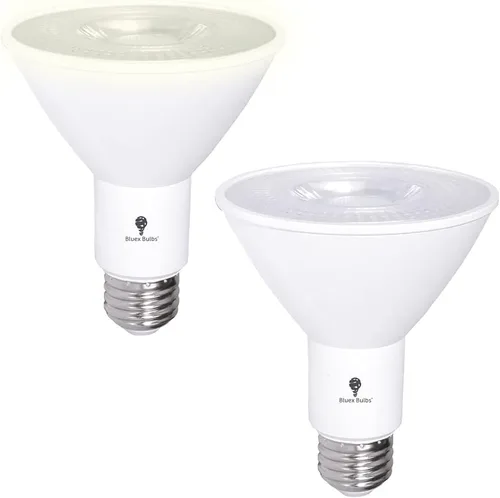 Paquete de 2 bombillas LED PAR30 de inundación del anochecer al amanecer para exteriores con sensor de fotocélula, 12W equivalente a 100 vatios,