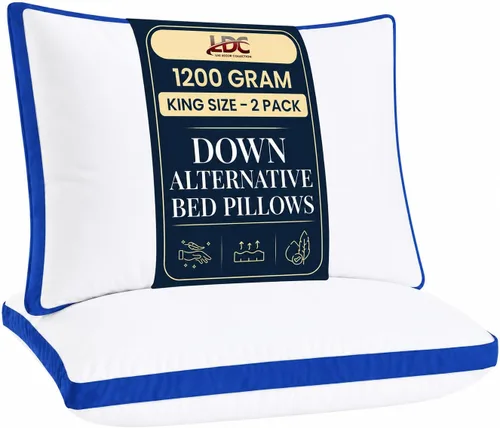 Miniatura 15 de LUX Décor - Juego de 2 almohadas suaves de hotel con refuerzo, para dormir de lado, boca abajo y de espalda, almohadas de cama de hotel alternativas