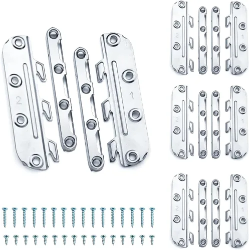 POWERTEC 71425-P2 Soportes de riel de cama montados en superficie, herrajes de fijación de marco de cama con tornillos de montaje, ganchos de riel