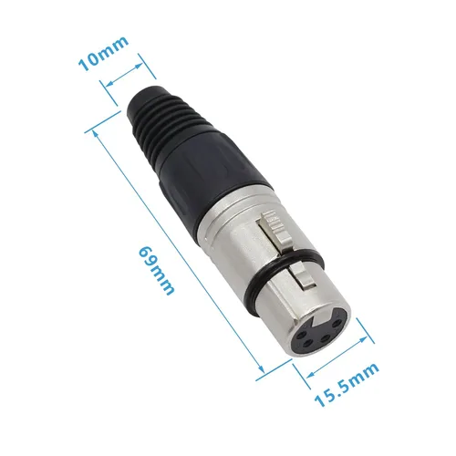 Miniatura 6 de Conector de cable XLR de 4 pines XLR de 4 pines hembra Conector de conector de cable de micrófono Adaptador de audio para micrófono, negro+plata