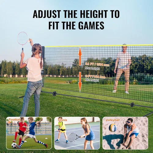 Miniatura 5 de VEVOR Badminton Net, Height Adjustable Volleyball Net, Wide Foldable Pickleball Net, Portable Easy Setup Tennis Net Set with Poles, Stand and Carry