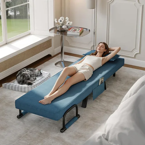 Miniatura 2 de TYBOATLE Silla Cama Convertible para Adultos, Silla Cama Plegable 5 en 1 con Respaldo Ajustable de 5 Posiciones y Almohada, Cómodo Sofá Cama Futón