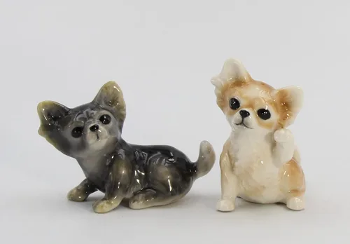 Miniatura 4 de Juego de salero y pimentero de cerámica de porcelana fina para perros Chihuahua, 3-1/2 pulgadas de largo