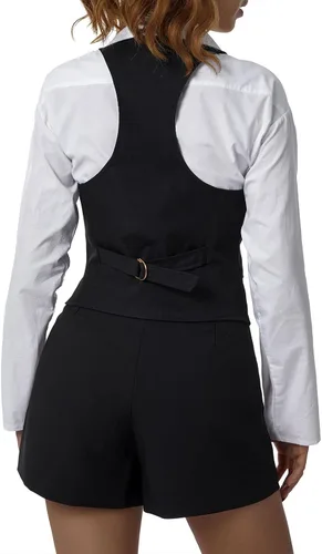 Miniatura 5 de XBTCLXEBCO Chaleco elegante para mujer con espalda cruzada con botones vintage steampunk sin mangas traje de esmoquin