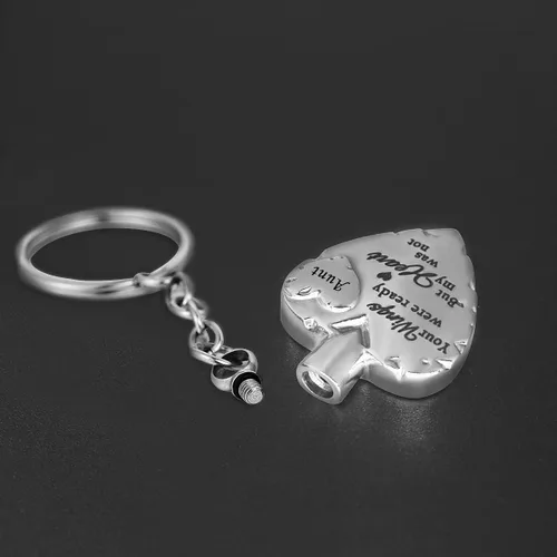 Miniatura 2 de Joyería de cremación de acero inoxidable con texto en inglés "Your Wings were Ready but My Heart was Not Memorial", llavero de urna para cenizas