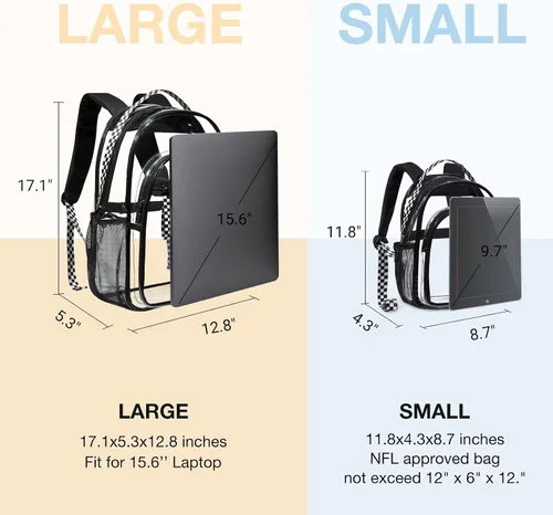 Miniatura 3 de LIGHT FLIGHT Mochila grande transparente con correas acolchadas reforzadas, mochila transparente de PVC resistente, bolsas transparentes
