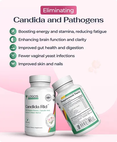 Miniatura 4 de Candida Rid Suplemento herbario con extracto de orégano y probióticos, 60 cápsulas