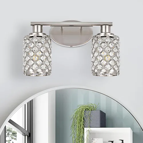 Miniatura 10 de 3 Luces de Iluminación de Oro para Baño, Luz Moderna de Tocador de Granja, Accesorio de Iluminación de Tocador de Cristal para Cuarto de Polvo