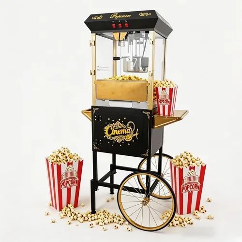 Miniatura 17 de Máquina comercial para palomitas de maíz de 32 oz con carrito - Hervidor de acero inoxidable con ruedas, bandeja calefactora y vidrio templado