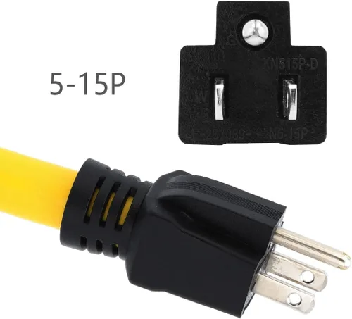 Miniatura 4 de Nema 5-15P a TT-30R Cable adaptador de corriente, 15A macho doméstico a 30A remolque hembra adaptador en ángulo, STW 10AWG Longitud = 1 pie
