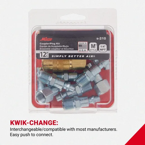 Miniatura 6 de Milton S-210 NPT kit acople y conector macho, NPT 1/4'' (12 unidades)