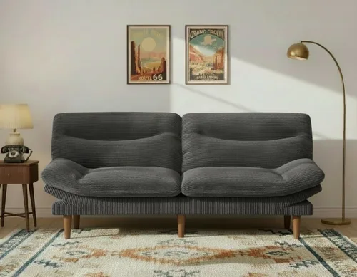 Miniatura 12 de Sofá cama futón de 75 pulgadas, futón 3 en 1 con respaldo y reposabrazos ajustables, sofá cama convertible pequeño plegable con cojín extraíble