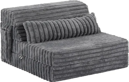 Miniatura 29 de Tiita Sofá cama plegable tamaño individual, colchón convertible con almohada, colchón de pana gruesa para el suelo, sofá cama con bolsillo lateral