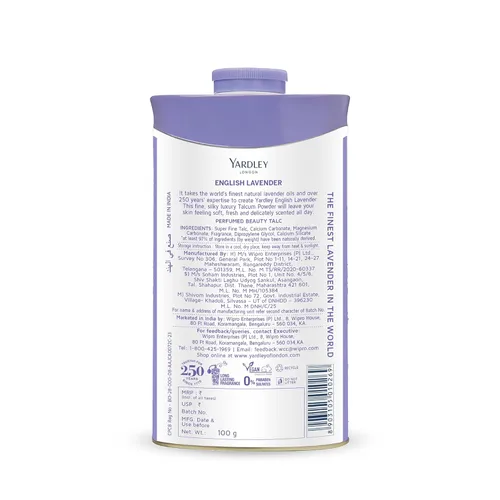 Miniatura 2 de Talco desodorante perfumado Yardley London con lavanda inglesa, polvo de talco 100gm, 3.5 onzas