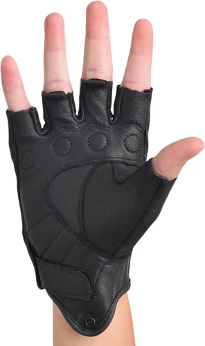 Miniatura 5 de Guantes de motocicleta de piel de cabra sin dedos para hombre, guantes de conducción transpirables para exteriores