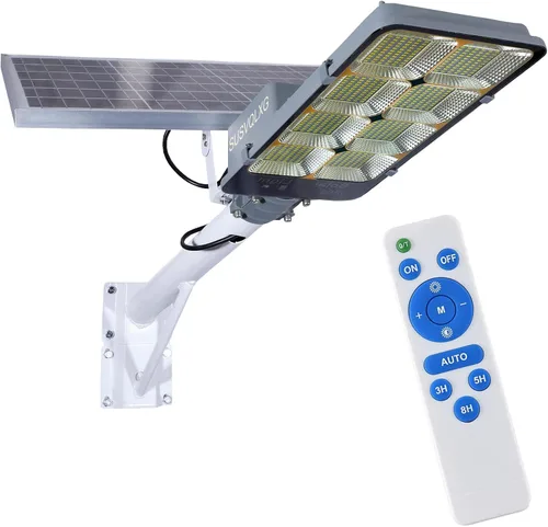 Farola solar para exteriores, luz de seguridad solar comercial IP65, con control remoto, luz de estacionamiento del atardecer al amanecer, adecuada