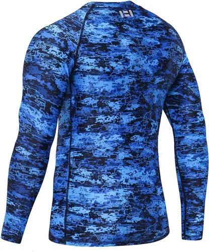 Miniatura 3 de HUGE SPORTS Camiseta de protección contra erupciones de manga larga para hombre UPF 50+ con protección UV, de secado rápido, con costuras de Pixel