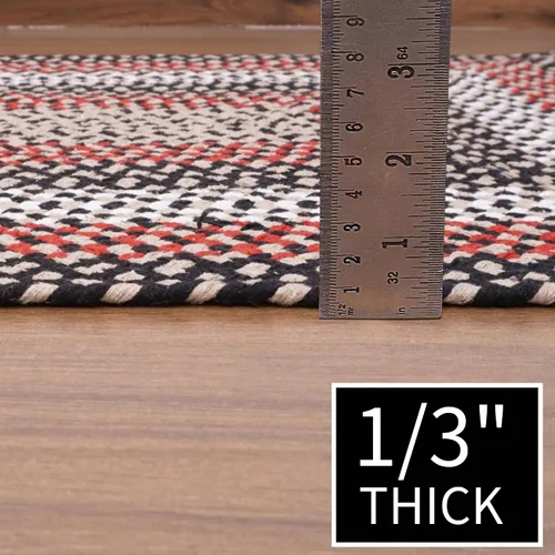 Miniatura 8 de Super Area Rugs Runner 2' X 6' Negro - Rojo - Marrón Alfombra Trenzada Ovalada para Cocinas y Baños de Estilo Granja/Primitivo