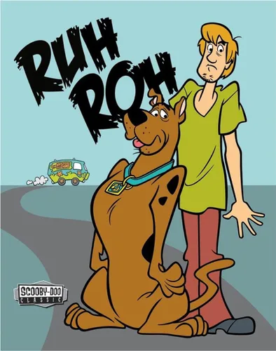 Desperate Enterprises Scooby Doo - Cartel de hojalata de Ruh Roh, decoración nostálgica de metal vintage, fabricado en Estados Unidos