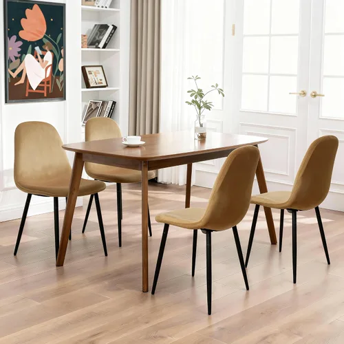 Miniatura 4 de CangLong Juego de 2 sillas de comedor de terciopelo con patas de metal, sillas decorativas para sala de estar y dormitorio, sillas auxiliares