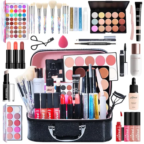 Miniatura 11 de Pure Vie Kit de maquillaje todo en uno para vacaciones, set de regalo cosmético esencial para principiantes que incluye paleta de sombras de ojos
