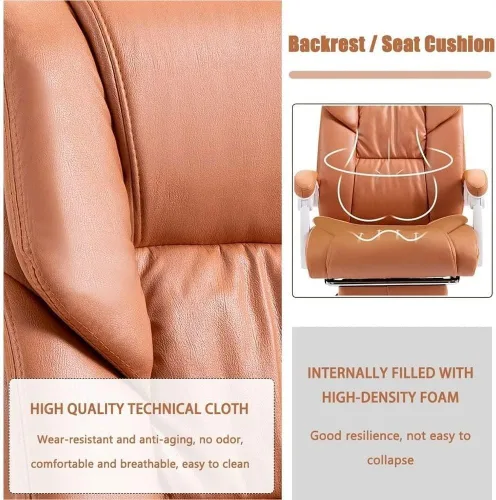 Miniatura 6 de Ergonomic Executive Leather Chairs with Footrest Lumbar Support Comfortable High Back Office Chair for Long Sitting Computer Home Bedroom Black