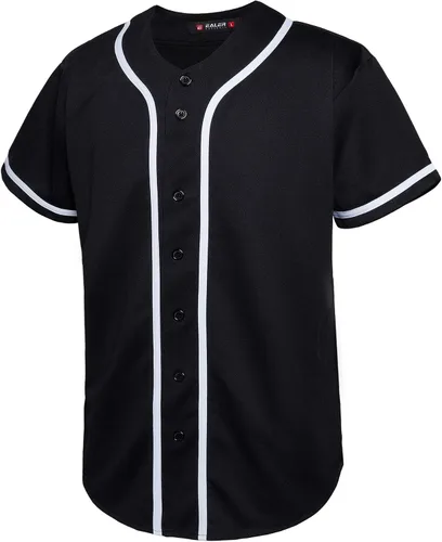 EALER BJ80 Series - Camiseta de béisbol para hombre, con botones, manga corta, hipster, hip hop, uniformes deportivos