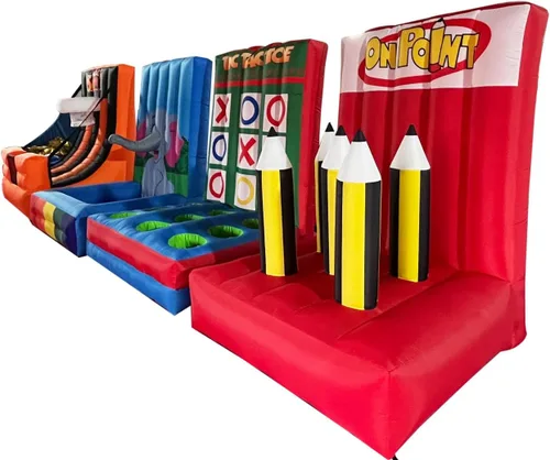Miniatura 2 de Juego de carnaval inflable 4 en 1, juegos deportivos inflables, juego de aro de baloncesto para juegos escolares, familia,