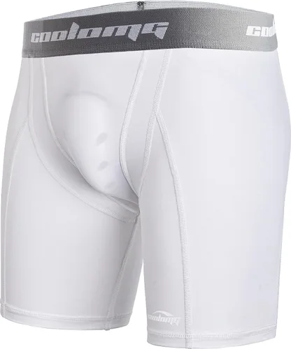 Miniatura 16 de COOLOMG Pantalones cortos de compresión para hombre, con bolsillo para tazas, ropa interior deslizante para béisbol, fútbol, lacrosse, sin copa
